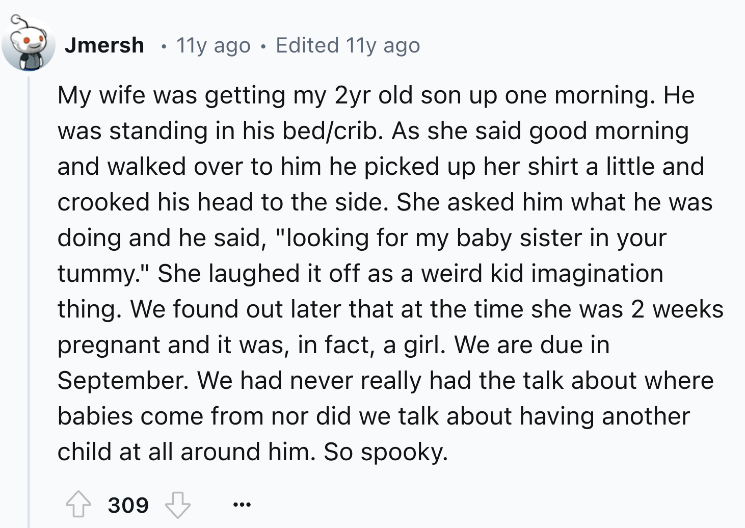 screenshot - . Jmersh 11y ago Edited 11y ago. My wife was getting my 2yr old son up one morning. He was standing in his bedcrib. As she said good morning and walked over to him he picked up her shirt a little and crooked his head to the side. She asked hi